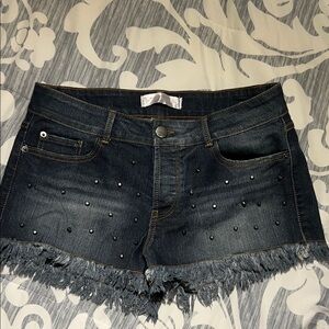 No Boundaries Dark Blue Studded Jean Shorts